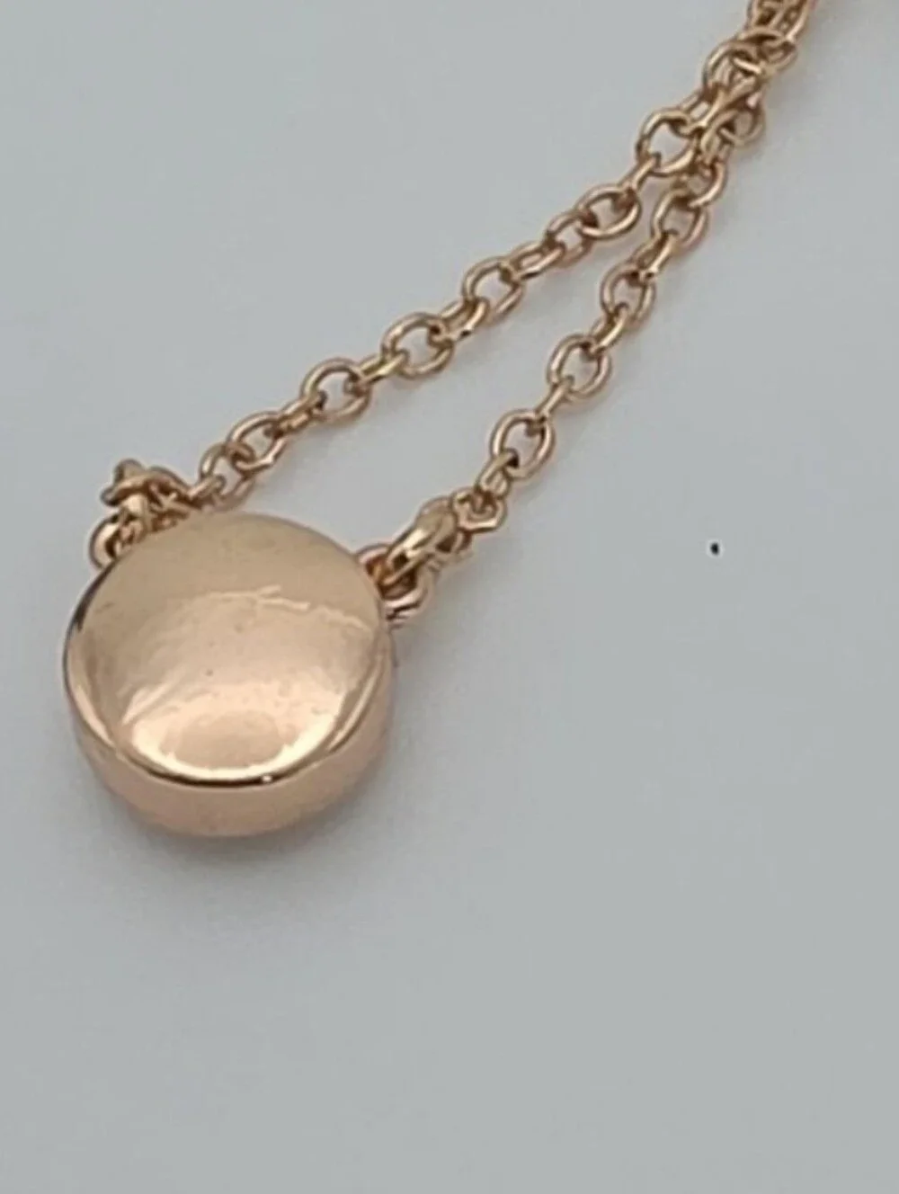 COACH Rose Gold Crystal Logo Disc Necklace